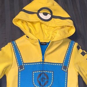 Yellow Minion Hoodie with Blue Overalls